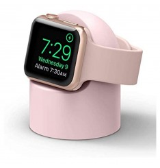 Soporte de carga de escritorio de silicona universal rosa para Apple Watch Series