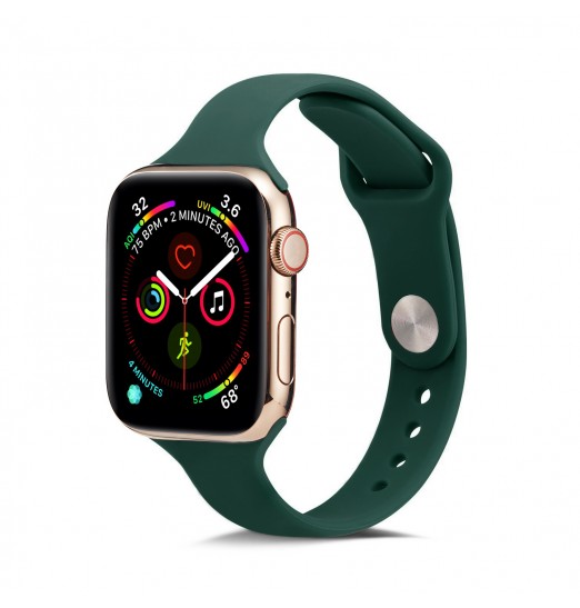 Correa de reloj impermeable de silicona de color verde oliva profundo para Apple Watch Series 38/40/41/42/44/45mm