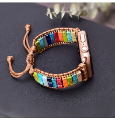 Correa de reloj de piedra natural 38 mm / 45 mm Bohemia Beaded Band Smartwatch pulsera de muñeca para Iwatch Series 3 5 6 Se 7 Accesorios