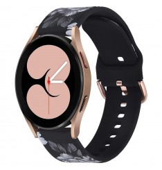 Correa de reloj de silicona con estampado de hebilla universal de 20 mm (hebilla de oro rosa) para Samsung Galaxy Watch
