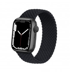 Correa de reloj trenzada elástica de nailon negro para Apple Watch Series 38/40/41/42/44/45mm