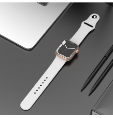Banda de reloj deportivo de silicona suave duradera blanca para Apple Watch Series 38/40/41 mm, 42/44/45/49 mm