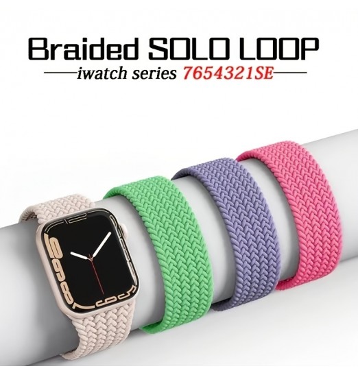 Solo Loop trenzado para Apple Watch Series 7 6 Se 5 4 3