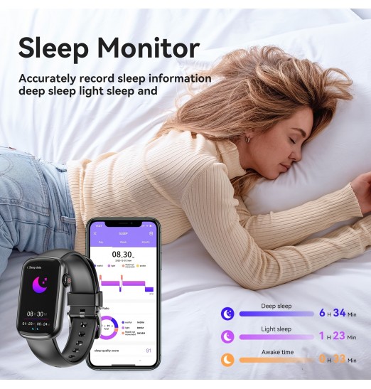 Reloj inteligente (recepción/marcación de llamadas), reloj inteligente con pantalla táctil completa para teléfonos Android e iOS Compatible con rastreador de actividad física, frecuencia cardíaca, sueño, oxígeno en sangre, contadores de pasos para hombres