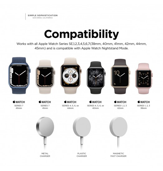 Carga magnética de silicona premium compatible con el modo de mesita de noche para la serie Apple Watch