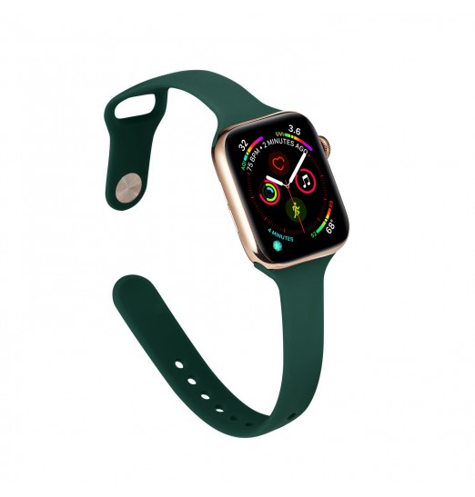 Correa de reloj impermeable de silicona de color verde oliva profundo para Apple Watch Series 38/40/41/42/44/45mm