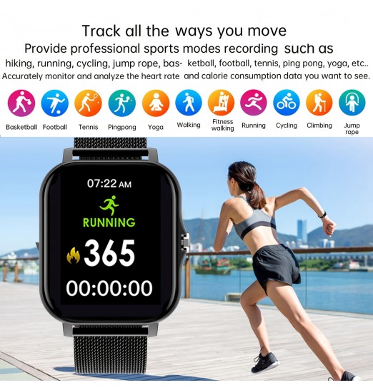 Smart reloj, p6 Call Sports Smart reloj para hombres y mujeres, calorías, sueño de frecuencia cardíaca, presión arterial, control de oxígeno en sangre, con reemplazo de 2 correas de reloj