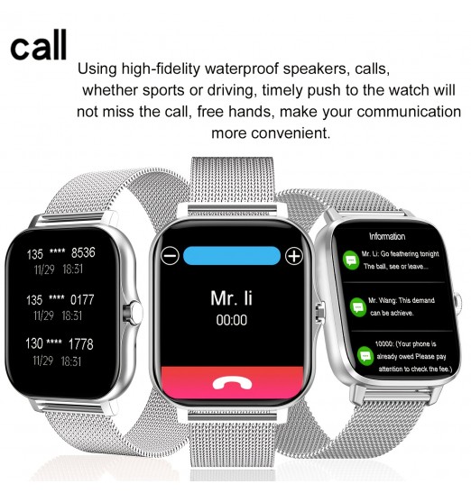 Smart Watch, p6 Call Sports Smart Watch para hombres y mujeres, calorías, sueño de frecuencia cardíaca, presión arterial, monitoreo de oxígeno en sangre, con reemplazo de 2 correas de reloj