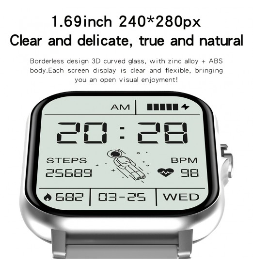 Smart reloj, p6 Call Sports Smart reloj para hombres y mujeres, calorías, sueño de frecuencia cardíaca, presión arterial, control de oxígeno en sangre, con reemplazo de 2 correas de reloj