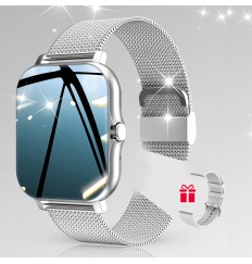 Smart Watch, p6 Call Sports Smart Watch para hombres y mujeres, calorías, sueño de frecuencia cardíaca, presión arterial, monitoreo de oxígeno en sangre, con reemplazo de 2 correas de reloj