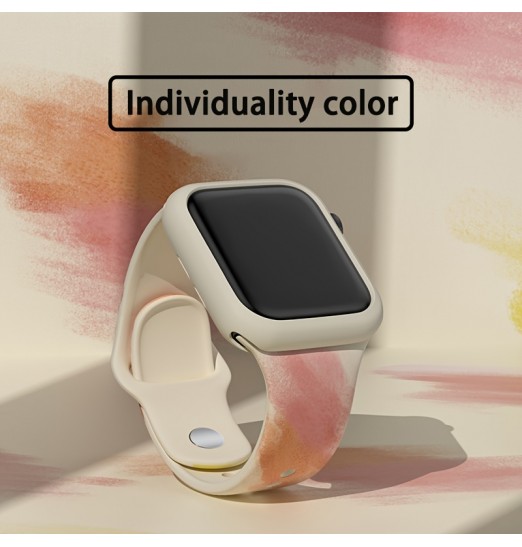 Sport Loop Band compatible con iwatch 42 mm 44 mm 45 mm 49 mm, correa de reloj elegante con pintura impresionista, patrón impreso indeleble, correa impermeable de silicona suave, pulseras de repuesto para Iwatch Series 8 7 6 5 4 3 2 1 Se Ultra