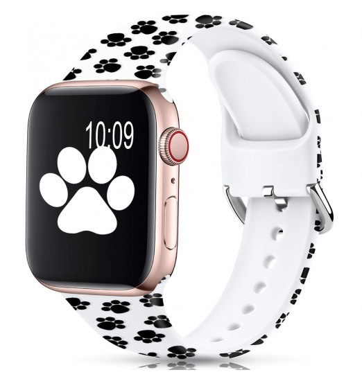 Banda floral compatible con Apple Watch Bands 38 mm 40 mm 41 mm 42 mm 44 mm 45 mm, correa de pulsera con estampado de silicona sin decoloración para Apple Watch Series Se 8 7 6 5 4 3 2 1