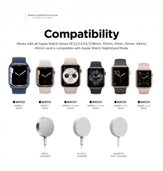 Soporte de cargador para reloj inteligente Compatible con Apple Watch Series 8/7/6/se/5/4/3/2/1 (49 mm, 45 mm, 44 mm, 42 mm, 41 mm, 40 mm, 38 mm)