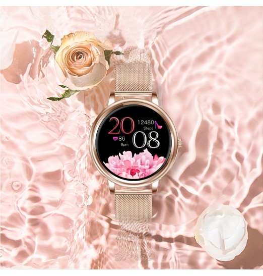 Reloj inteligente de monitoreo de frecuencia cardíaca para mujer, reloj inteligente de moda, resistente al agua para deportes Fitness