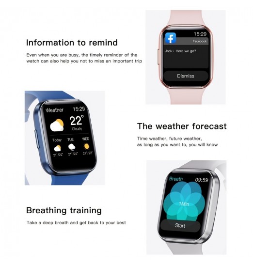 Reloj inteligente Pulsera Oxígeno Ritmo cardíaco Calor corporal Monitor de sueño Multifunción Medidor deportivo Nota informativa