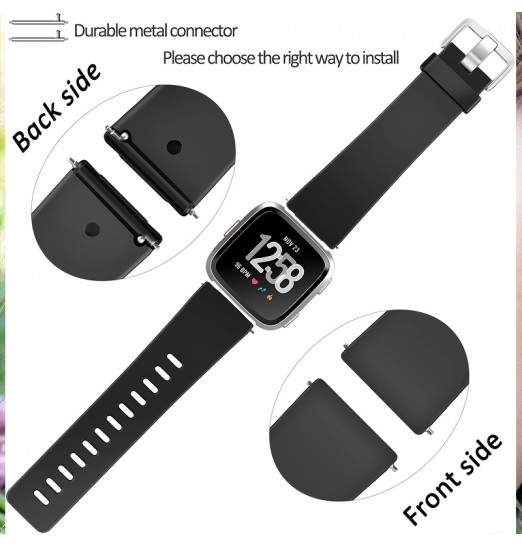 Correas de repuesto compatibles con Fitbit Versa Smartwatch, Versa 2 y Versa Lite Se Sports Watch Band para mujeres y hombres, grande, negro