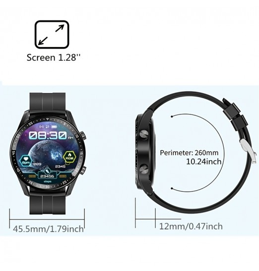 Reloj inteligente, reloj inteligente para hombres, reloj inteligente suinsist para teléfonos Android e iOS (diario/recepción de llamadas, reproductor de música), rastreador de actividad física con monitor de sueño/hora, pantalla táctil Ultra HD a prueba d