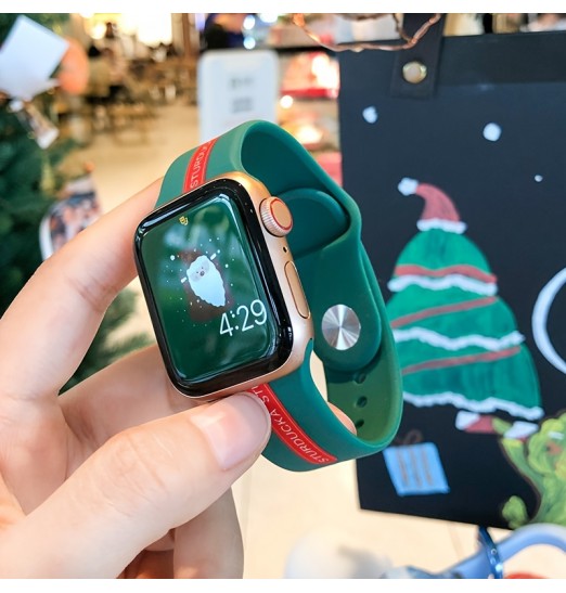 Estilo navideño para Apple Watch 8/7/6/5/4/3/2/1/se Correa de silicona 38/40/41mm 42/44/45/49mm