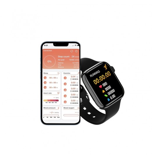 Reloj inteligente con control de frecuencia cardíaca, reloj inteligente resistente al agua con doble clic, reloj deportivo para mujer y hombre