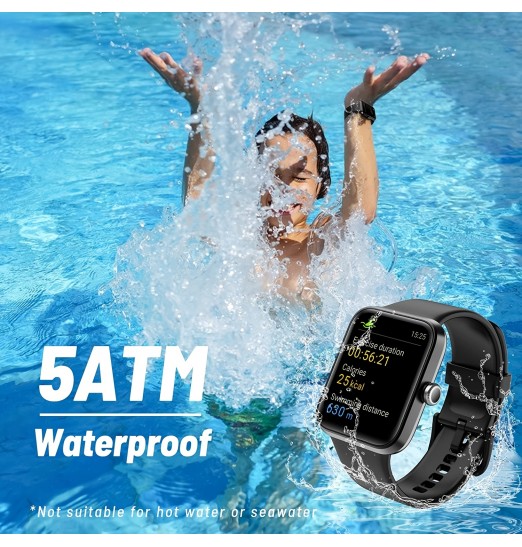 Fitness Tracker, Smart Watch 24h Monitor de salud preciso con pantalla táctil Fitness Watch para frecuencia cardíaca, oxígeno en sangre, monitor de sueño