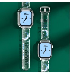 Compatible con Apple reloj 42 mm 44 mm 45 mm Banda con estuche Funda protectora completa Tpu Bumper con banda Estuche transparente de cristal