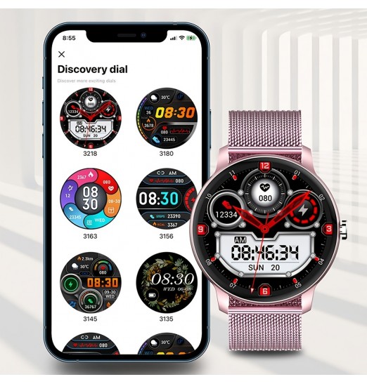 Smart Watch Bt Call Fitness Tracker Monitor de ritmo cardíaco Dial impermeable Reloj inteligente