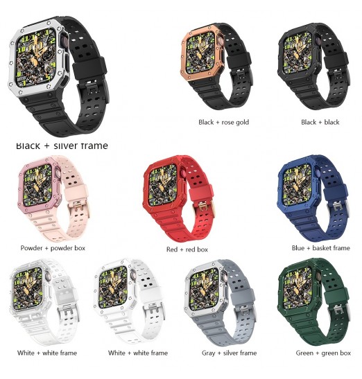 Bandas deportivas compatibles con Apple Watch Band 45 mm 44 mm 42 mm con estuche de parachoques para hombres, resistente correa protectora militar a prueba de golpes para Iwatch Series 8 7 6 5 4 Se 3 2 1, sin reloj