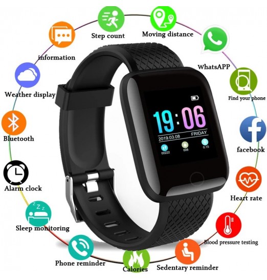 Hombres Mujeres Presión arterial Monitor de ritmo cardíaco Sport Reloj inteligente
